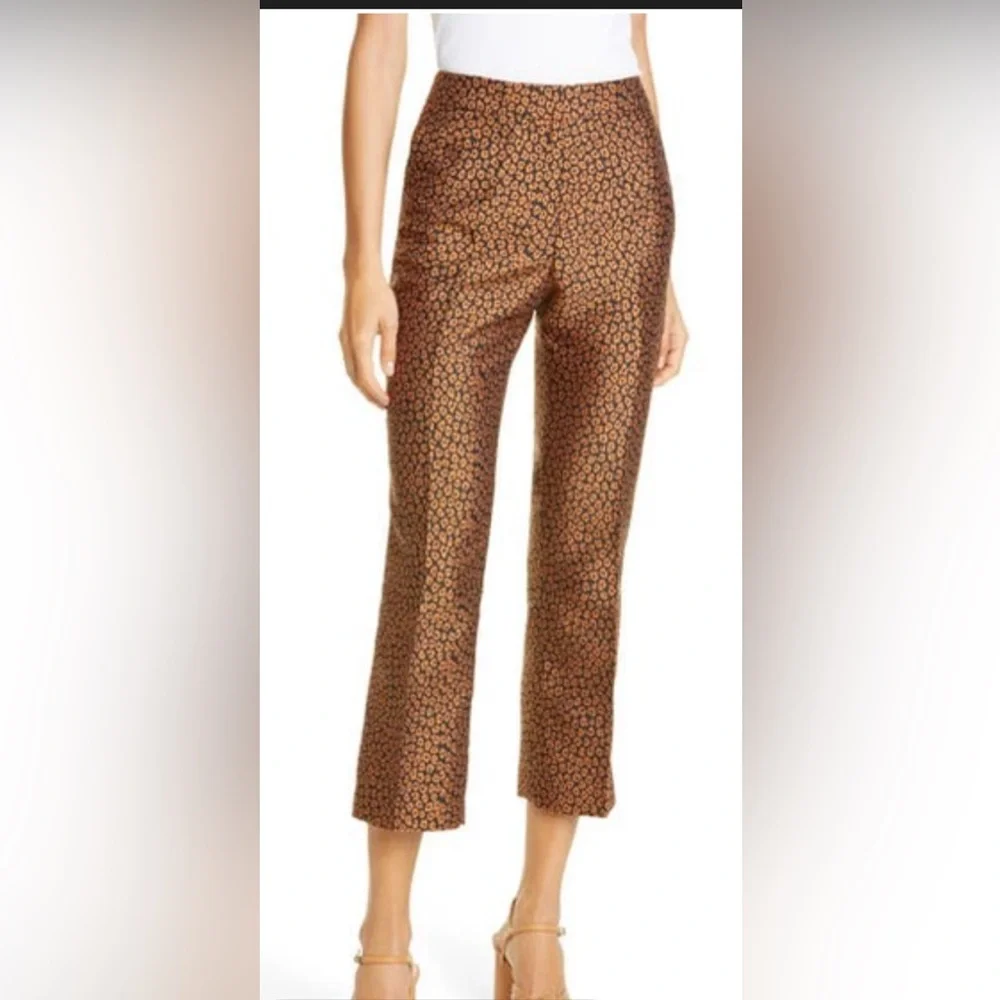 Kate Spade Flora Elegant Pants cropped leopard jacquard size 10 office business
